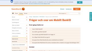 
                            8. Mobilt BankID – vanliga frågor och svar | Digitala tjänster | Swedbank