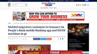 
                            9. Mobitel empowers customers to transact via People's ... - Daily Mirror