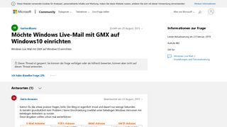 
                            6. Möchte Windows Live-Mail mit GMX auf Windows10 einrichten ...