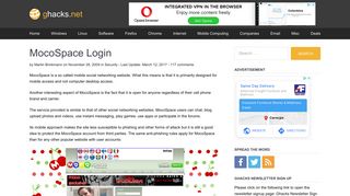 
                            9. MocoSpace Login - gHacks Tech News