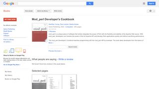 
                            12. Mod_perl Developer's Cookbook