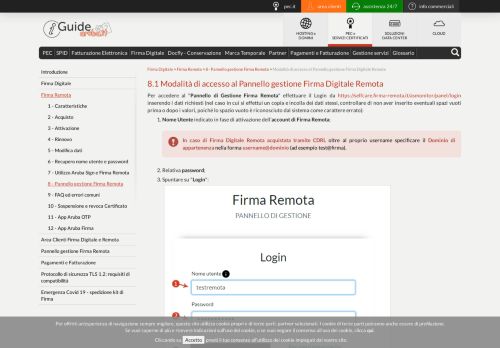 
                            2. Modalità di accesso al pannello gestione Firma Remota | Guide pec.it