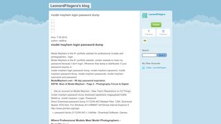 
                            7. model mayhem login password dump - LeonardFitzgera's blog