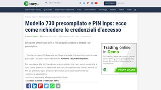 
                            10. Modello 730 precompilato e PIN Inps: ecco come richiedere le ...