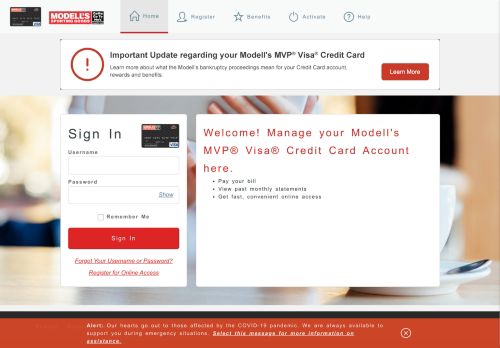 
                            7. Modell's MVP® Visa® Credit Card - Manage your account - Comenity