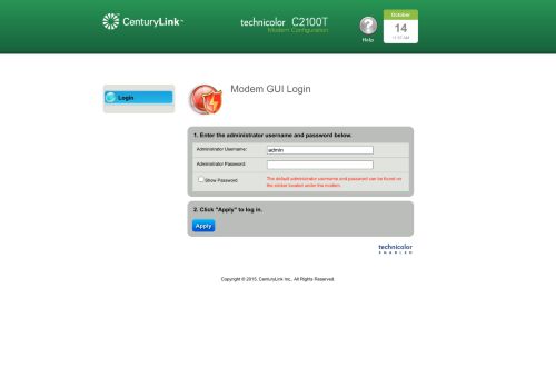 
                            3. Modem GUI Login - Internet - CenturyLink