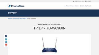 
                            13. Modem/Router Setup Guide | TP Link TD-W8960N | Econofibre NZ