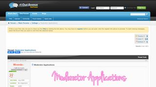 
                            5. Moderator Applications - Chat Forums - Chat Avenue