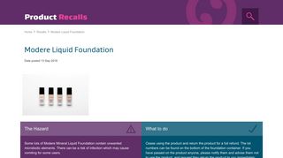 
                            8. Modere Liquid Foundation - Product recalls
