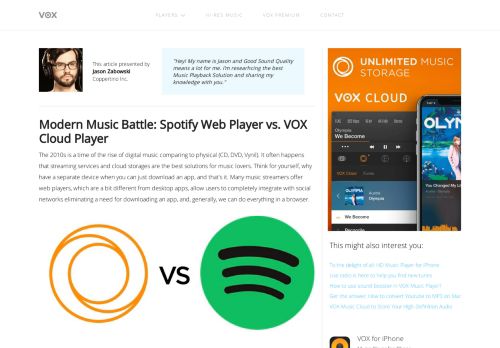 
                            12. Modern Battle: Spotify Web Player vs. VOX Music Player
