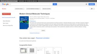 
                            6. Modern Clinical Molecular Techniques - Google Books-Ergebnisseite