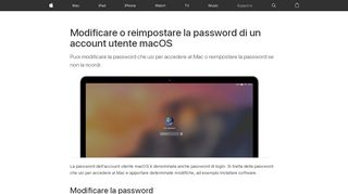 
                            1. Modificare o reimpostare la password di un account ... - Apple Support