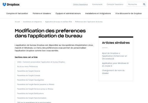 
                            13. Modification des préférences dans l'application de bureau - Dropbox