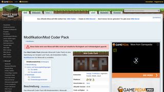 
                            11. Modifikation/Mod Coder Pack – Das offizielle Minecraft Wiki