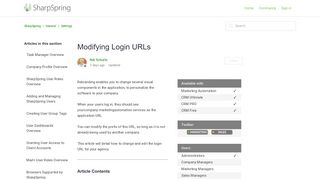 
                            6. Modifying Login URLs – SharpSpring