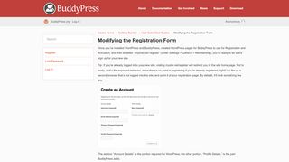 
                            2. Modifying the Registration Form · BuddyPress Codex