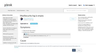 
                            5. ModSecurity log is empty – Plesk Help Center - Plesk Support