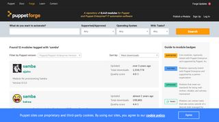 
                            11. Modules tagged samba · Puppet Forge