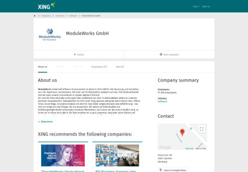 
                            10. ModuleWorks GmbH als Arbeitgeber | XING Unternehmen