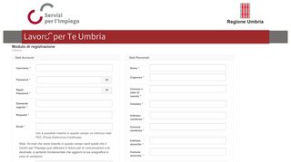 
                            4. Modulo di registrazione - Lavoro per Te Umbria - Regione Umbria