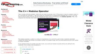
                            1. Modulus Operator in C and C++ - Programming Tutorials ...