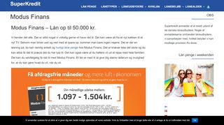 
                            10. Modus Finans - Lån helt op til 50.000 kr. hos Modus Finans!