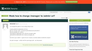
                            2. Modx how to change /manager/ to /admin/ url? | MODX Community Forums