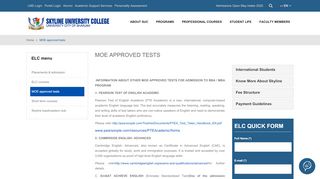
                            10. MOE approved tests - Skyline University College