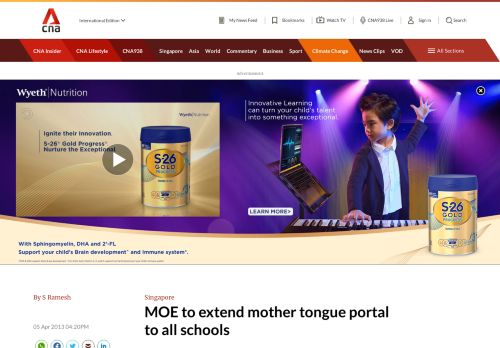 
                            5. MOE to extend mother tongue portal to all schools - Channel NewsAsia