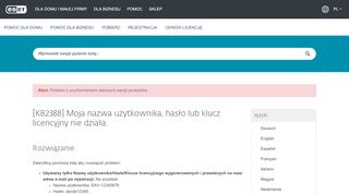 
                            3. Moja nazwa użytkownika, hasło lub klucz licencyjny nie działa ...