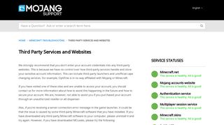 
                            11. Mojang | Third Party Services and Websites