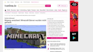 
                            4. Mojang versichert: Minecraft-Server wurden nicht gehackt - T-Online