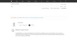 
                            11. Mojave Login Issues - Apple Community
