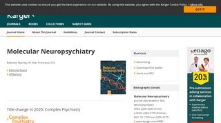 
                            12. Molecular Neuropsychiatry - Home - Karger Publishers