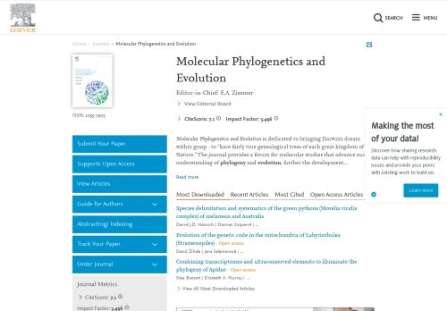 
                            1. Molecular Phylogenetics and Evolution - Journal - Elsevier