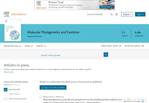 
                            2. Molecular Phylogenetics and Evolution | ScienceDirect.com