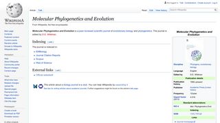 
                            4. Molecular Phylogenetics and Evolution - Wikipedia