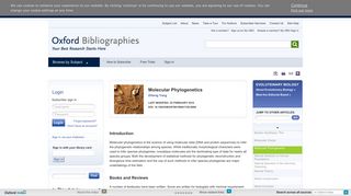 
                            12. Molecular Phylogenetics - Evolutionary Biology - Oxford Bibliographies