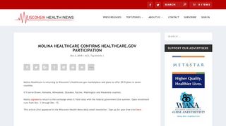 
                            13. Molina Healthcare confirms Healthcare.gov participation - Wisconsin ...