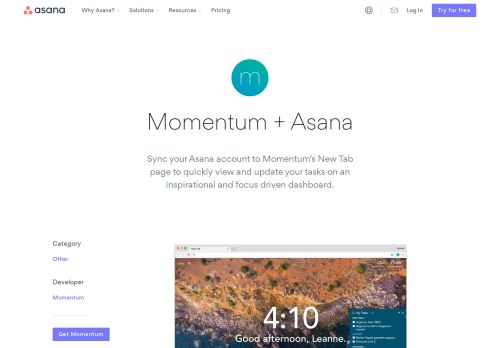 
                            9. Momentum + Asana integration: view your to-do list on new tabs · Asana