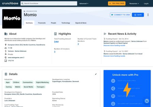 
                            11. Momio | Crunchbase