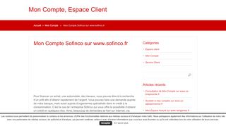 
                            9. Mon Compte Sofinco sur www.sofinco.fr - Mon Compte, Espace Client