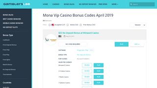 
                            6. Mona Vip Casino Bonus Codes February 2019 - GAMBLERSLAB ...