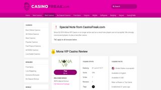 
                            9. Mona Vip Casino Review 2019 - CasinoFreak.com