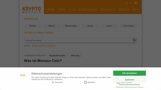 
                            9. Monaco Coin - Lesen Sie mehr über die Kryptowährung : Kryptomagazin