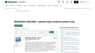 
                            1. MONARCH AIRLINES - website login problems please help - Air Travel ...