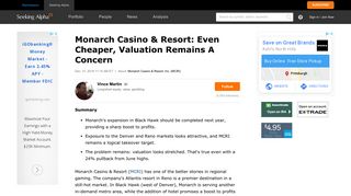 
                            11. Monarch Casino & Resort: Even Cheaper, Valuation Remains A ...
