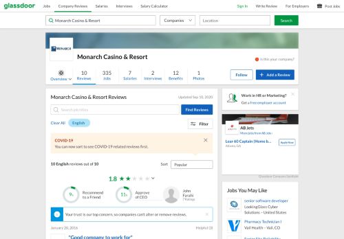 
                            8. Monarch Casino & Resort Reviews | Glassdoor