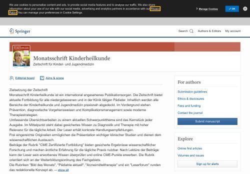 
                            4. Monatsschrift Kinderheilkunde – incl. option to publish open access