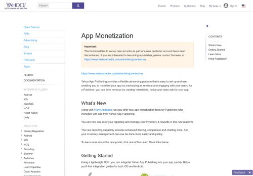 
                            9. Monetization - Yahoo Developer Network